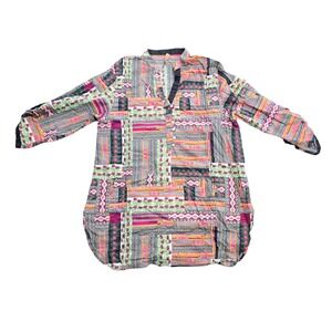 Ethnic by Outfitters Womens Cotton Patchwork Tunic Top Multi-Color Small EUC